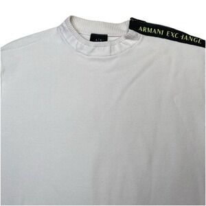 Armani Exchange Sweater M Mens Cotton Crew Neck Pullover Pique Zipper Off White